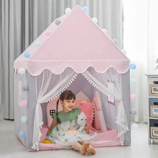 1.35M Large Portable Children Toy Tent Wigwam Folding Kid Tents Tipi Baby Play House Girls Pink Princess Castle Child Room Decor Good Vibrations
