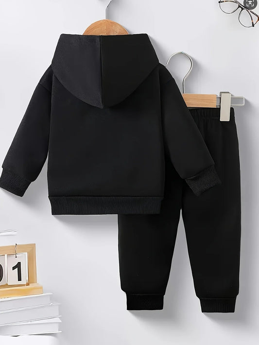 Newborn Baby Boy Fleece Sweatshirt And Fashion Casual Sports Pants Set 'Dad Little Baby' Print Autumn Winter Gift Set Good Vibrations