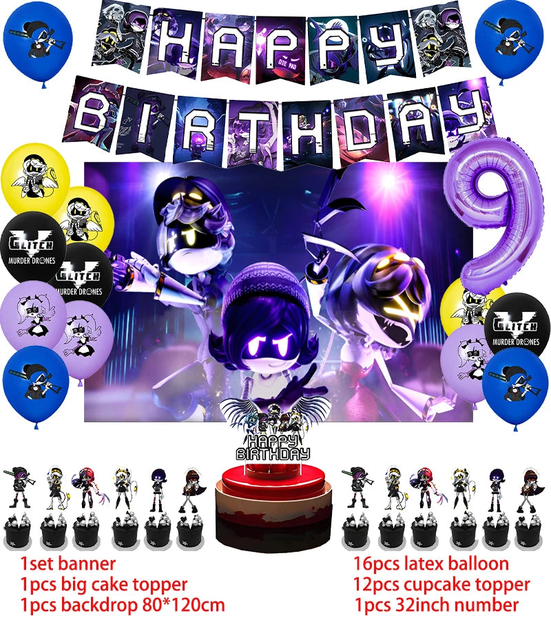 Murdered Drones Birthday Party Decoration Balloon Backdrop Cake Topper Murdered Drones Birthday Party Supplies Baby Shower Good Vibrations