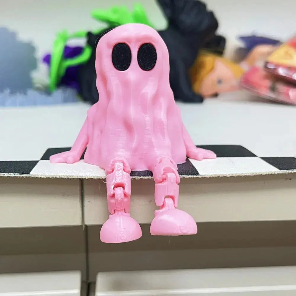 Cute Mini 3D Printed Ghost Ornament PLA Hand-Painted Ghost Fidget Toys Movable Joints Ghost Statue Halloween Party Decor Good Vibrations