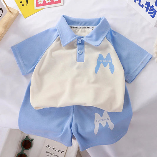 Children Clothing  Kids Clothes Quick Drying Polo Shirt Sets Boys T-shirt Shorts Summer Cotton Short Sleeve Fashion Suit2PCS Good Vibrations