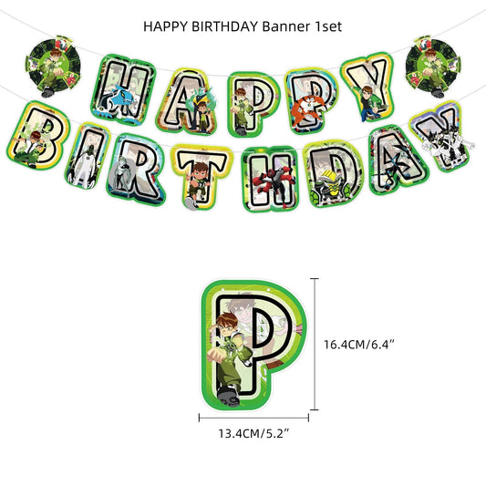 Cartoon Ben-10 Birthday Party Decoration Balloons Favor Set Banner Cake Toppers Baby Shower Boys Ben-10 Party Supplies Good Vibrations