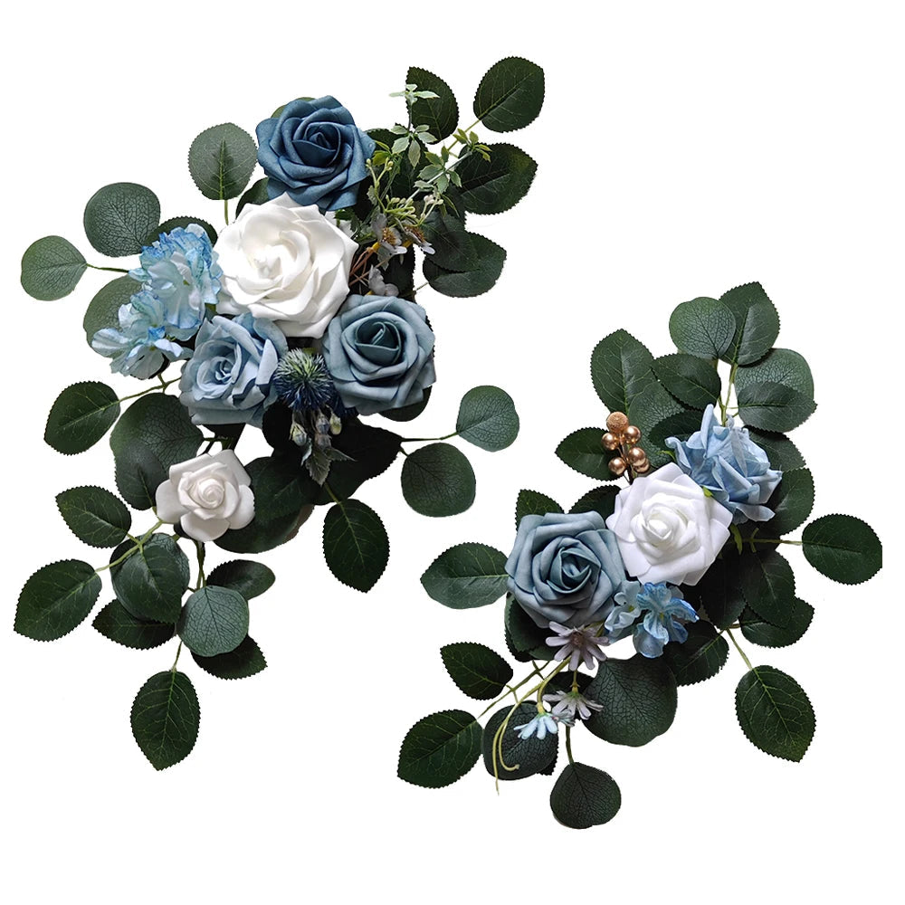 2pcs Artificial Wedding Arch Flowers for Sign, Floral Swag Dusty Decor for Reception Ceremony Backdrop Sweetheart Table Good Vibrations