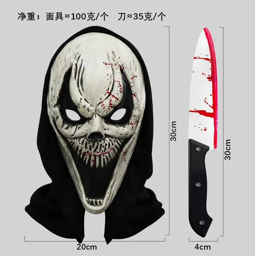 Screaming, Terrifying, Bloody Headset, Makeup Ball, Skull, Ghost Face Mask, Halloween Party, Mock Prop Good Vibrations