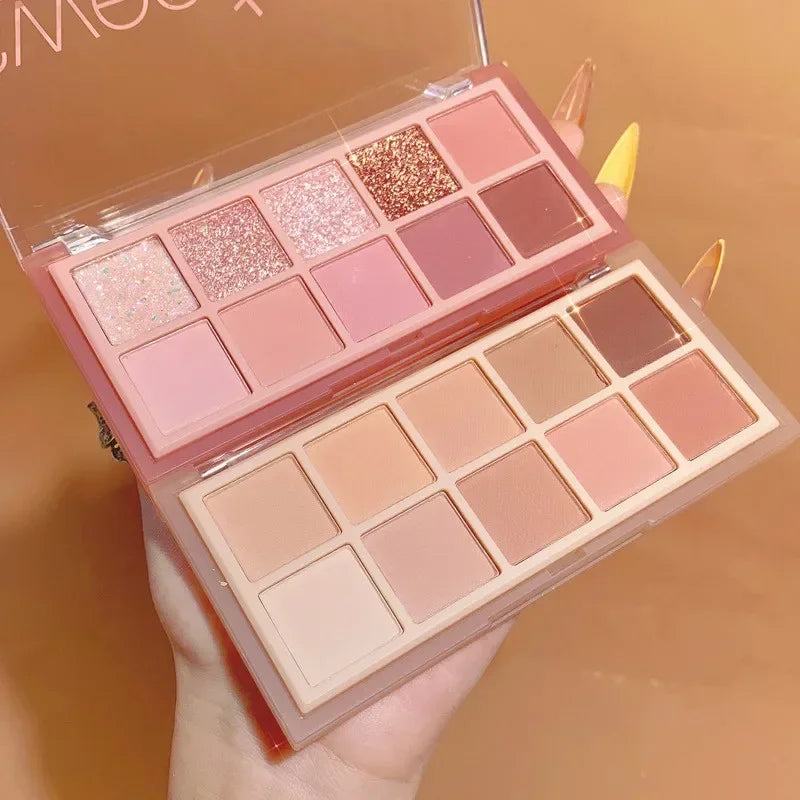 10 Colors Eye Shadow Palette Glitter Pearly Eyeshadow Nude Shiny Long Lasting Waterproof Charming Eyes Make Up Palette Cosmetics Good Vibrations