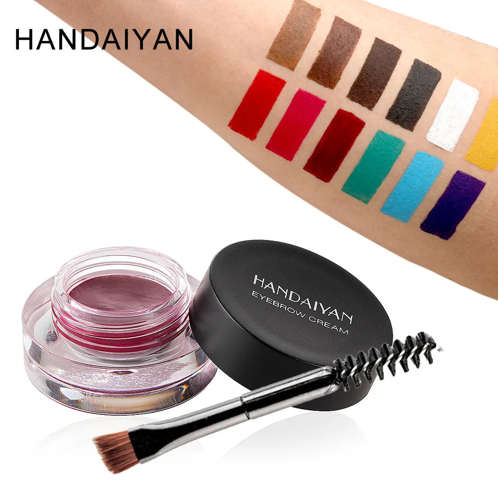 HANDAIYAN 12 Color Waterproof Eyebrow Cream Professional Eyeliner Eyebrow Gel High Brow Tint Black Eye Brow Makeup Tools Good Vibrations