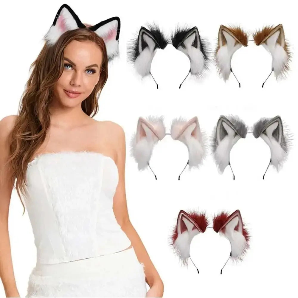 Womens Lolita Plush Hair Ornaments Animal Cat Ears Hair Halloween Party Hair Hoops Anime Cosplay Fancy Props GOOD Vibrations