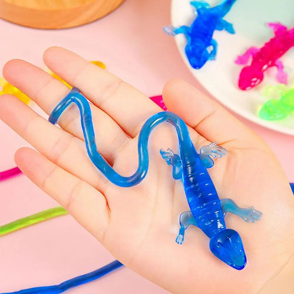 1-10X Colorful Lizard Retractable Sticky Gadget Toys For Kids Birthday Party Favors Pinata Fillers Halloween Gift Pinata Filler Good Vibrations