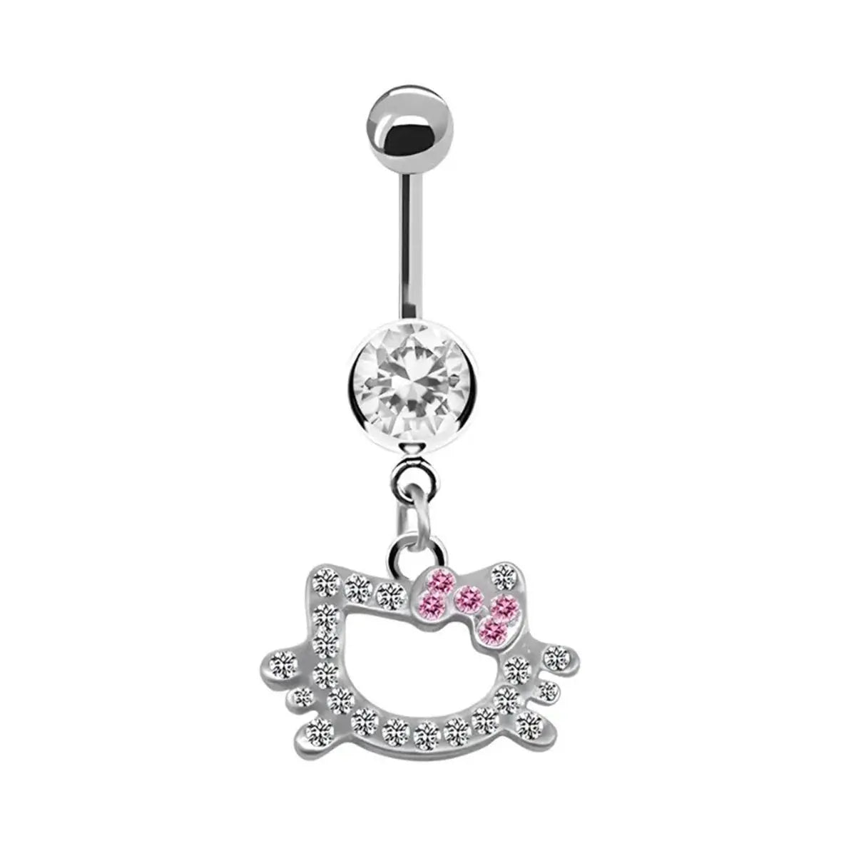 1Pc Stainless Steel Sexy Belly Button Ring For Women,Trendy Pink Cute Cat Design Navel Piercing Jewelry Good Vibrations Adult Super Store