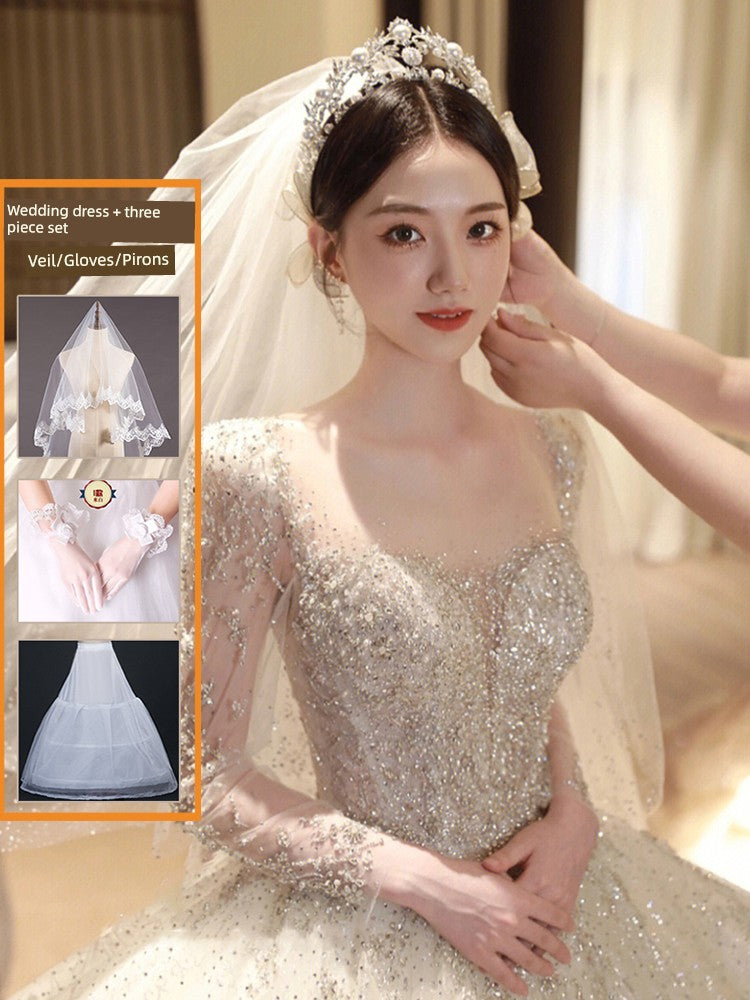 Classy Long Sleeves Arms Hiding Retro Small Light Wedding Dress