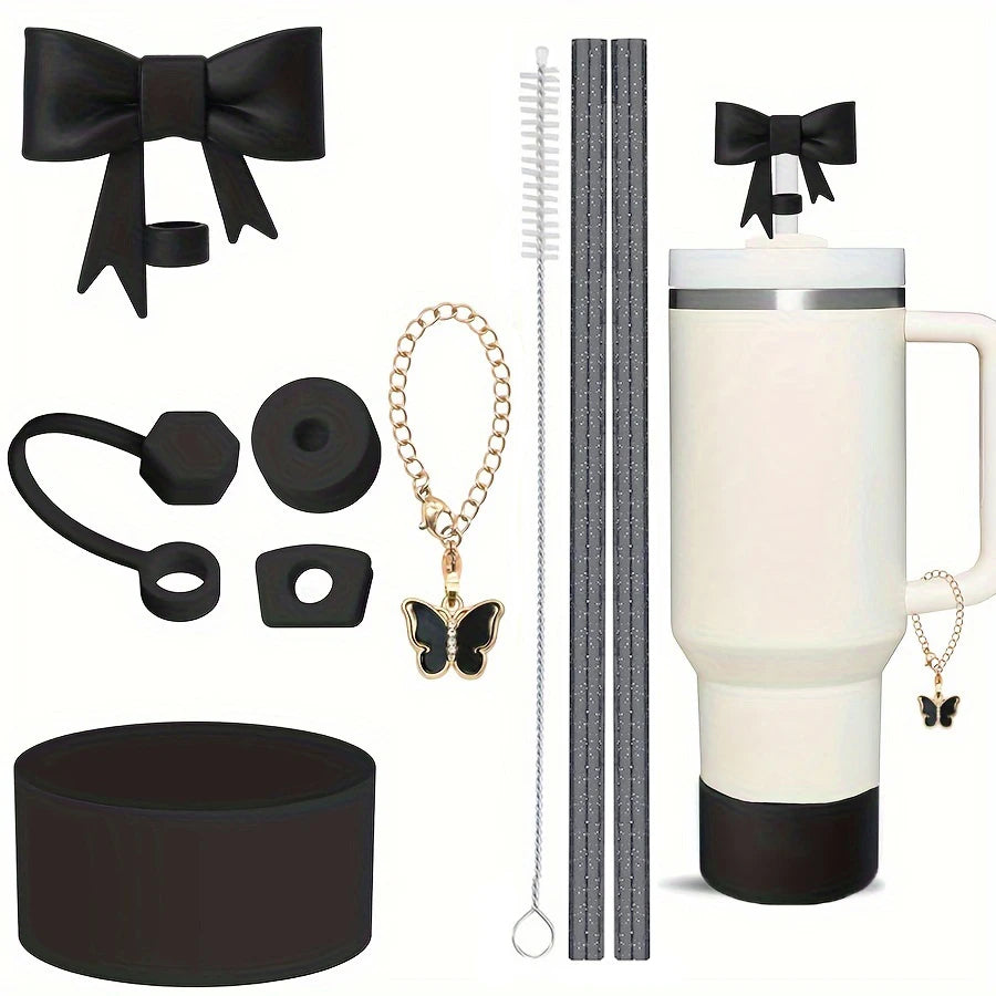 9pcs Accessories for Stanley 40oz Tumbler Cup Spill Proof Stopper 10mm Straw Cover Cap Silicone Boot Charm Chain Straw and Brush Good Vibrations Adult Super Store