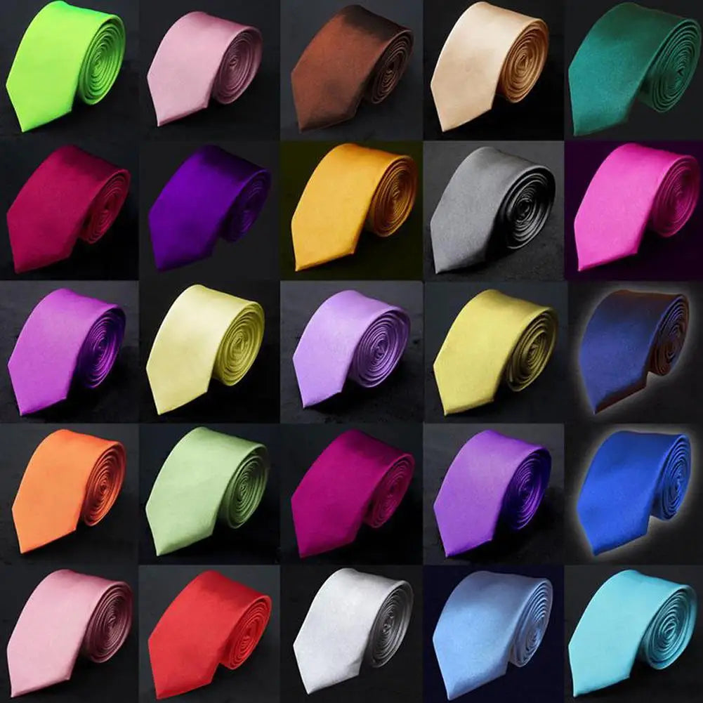 Mans Accessories Slim Skinny Tie for Men Jacquard Woven Solid Champagne Orange Red Purple Blue Ties Wedding Necktie corbatas par Good Vibrations