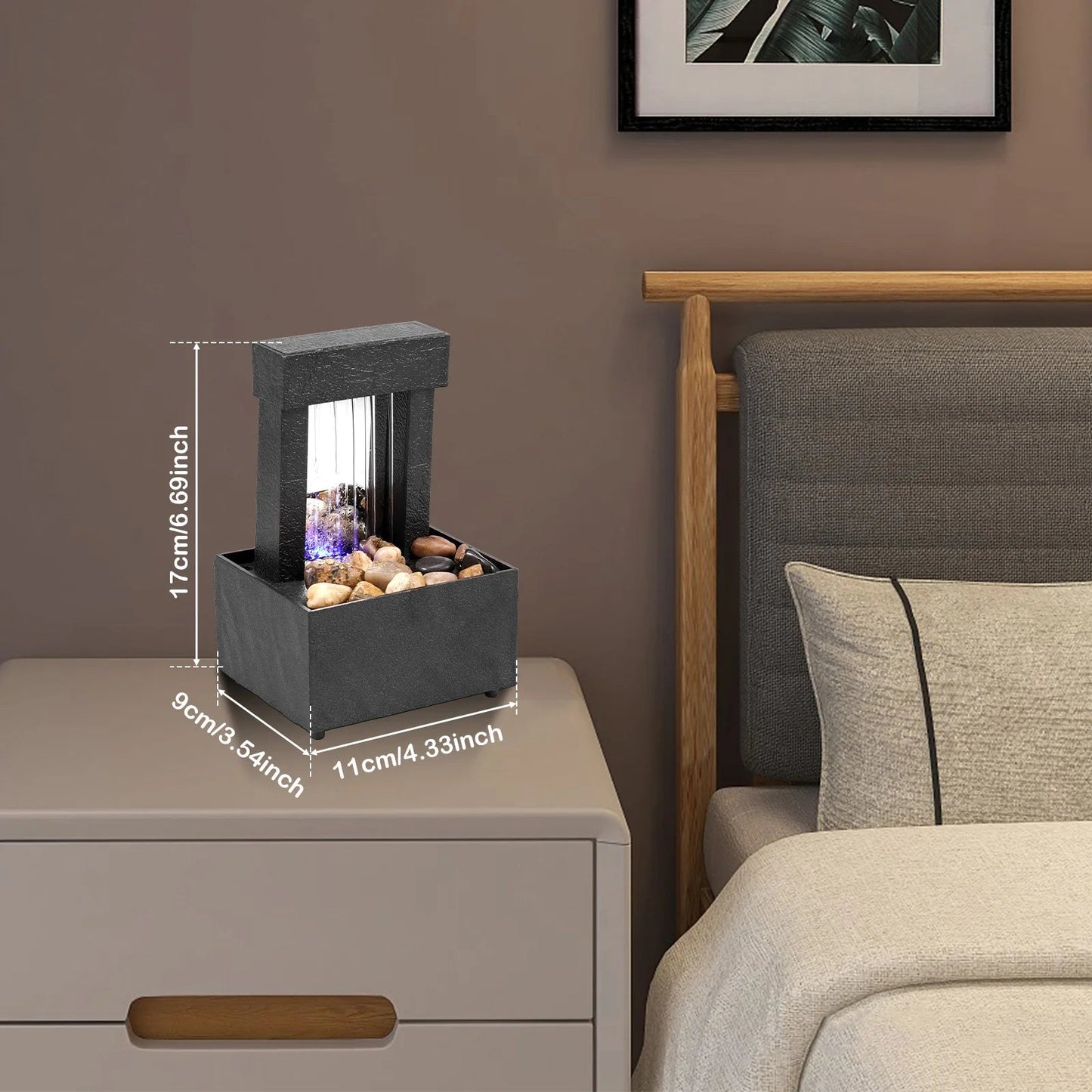 Desktop Water Fountain LED Indoor Decorative Fountain Creative Craft Home Decor Small Waterfall Fountains Zen Meditation Fountai Good Vibrations Adult Super Store