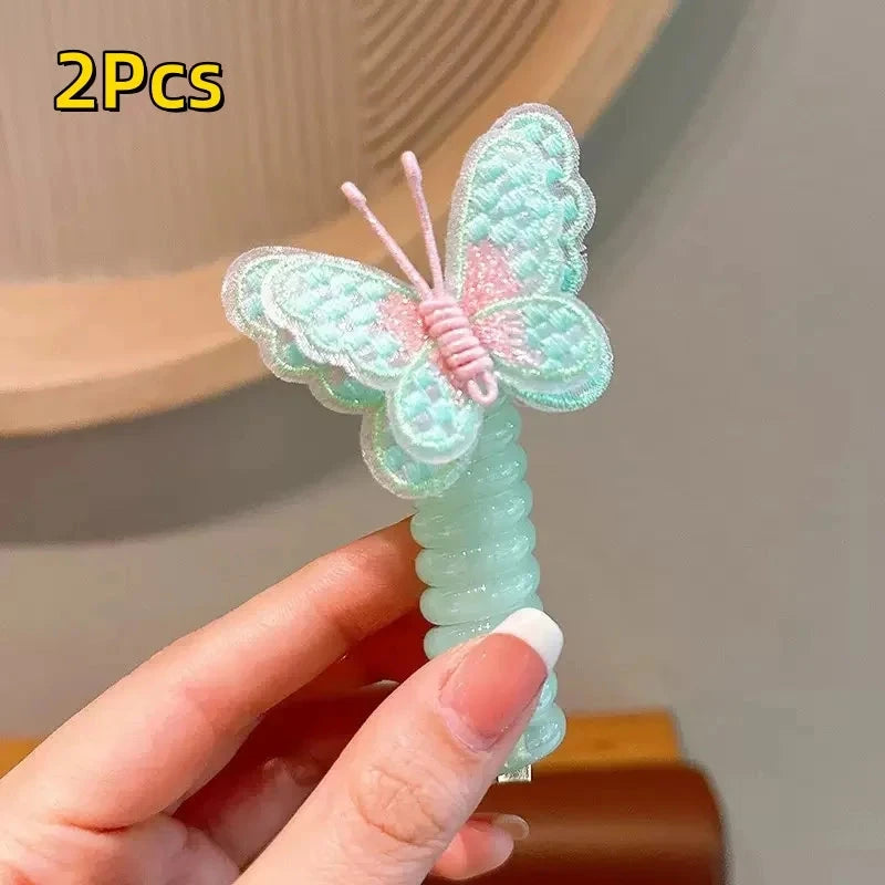 Cute Butterfly Hair Ties High Elasticity Phone Cord Scrunchie Resin and Polyester Headwear Suitable Daily Wear Hair Accessories Good Vibrations