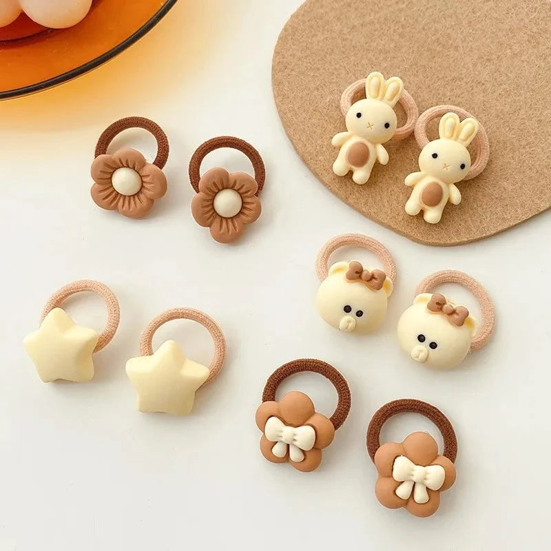 Kawaii Cartoon Baby Small Scrunchies Cute Children Girls Kids Elastic Hair Rubber Bands Accessories Tie Hair Ring Rope Headdress Good Vibrations