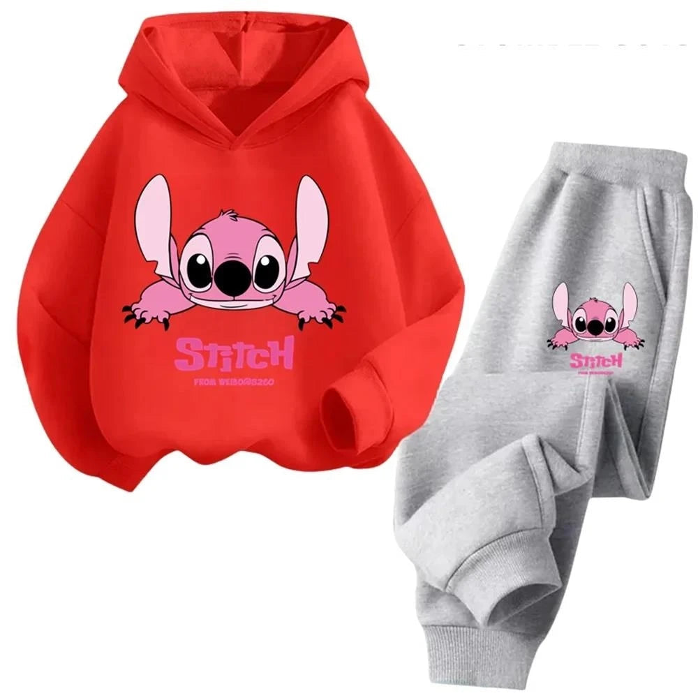 Children Hoodies Stitch Kawaii Fashion Pullover Sweatshirt Anime Trucksuit Manga Cartoons Girls Boy Kids Autumn Casual Clothes Good Vibrations