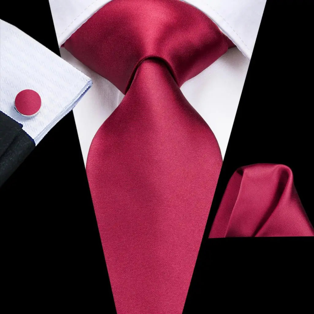 Hi-Tie Designer Red Burgundy Plaid Silk Wedding Tie For Men Handky Cufflink Gift Mens Necktie Fashion Business Party Dropshiping Good Vibrations