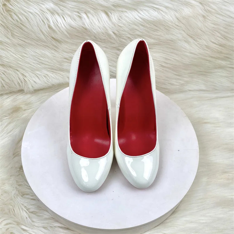 10CM 12CM Woman Stiletto Heels Fashion Round Toe Leather Women Shoes Spring Autumn Black Super High Heel Work Shoes Female Pumps Good Vibrations