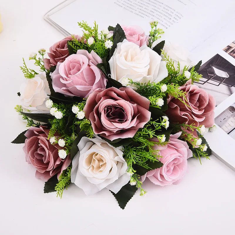 28cm Rose Artificial Flower Balls Wedding Roman Column Road Guide Decorations Birthday Party Beautiful Centerpieces Bouquet Good Vibrations