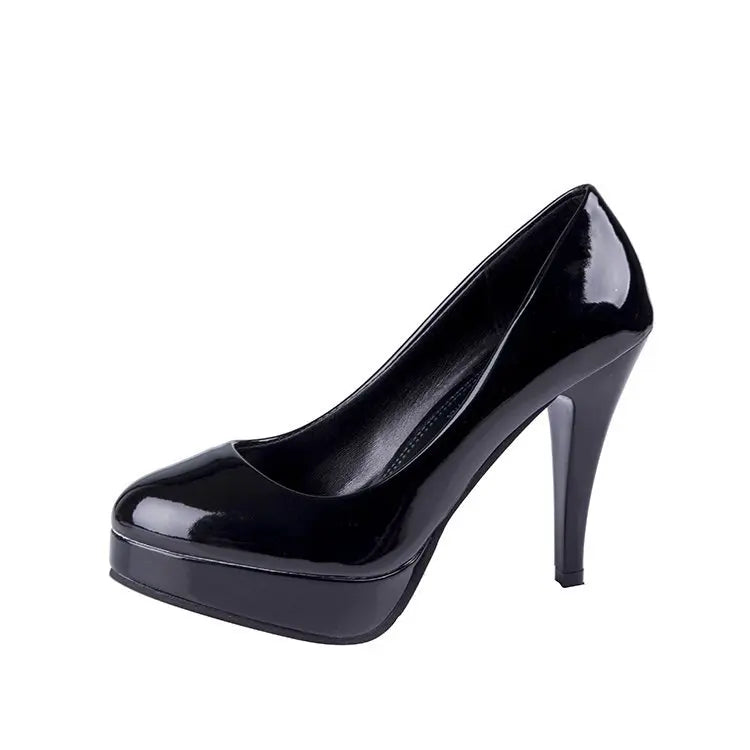 2025 High Heels Shoes Women White Wedding Shoes Thick 10 CM Heels Fashion Party Pumps Footwear Black Red Round Zapatos De Mujer Good Vibrations
