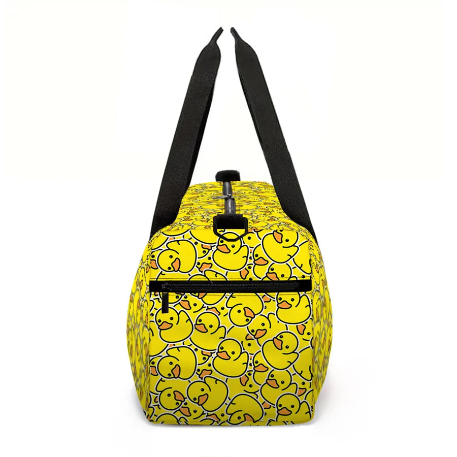 Large Travel Bag Yellow Duck Pattern Multi-Functional Duffle Tote Bag Handbags Waterproof Gym Bags for Boys/Girls Fitness Bag Good Vibrations