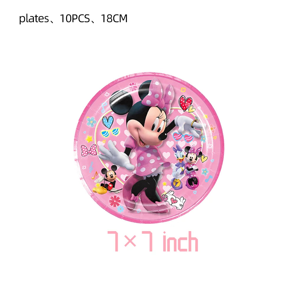 Minnie Mouse Birthday Decoration Disposable Cups Plates Tablecloth Cake Latex Balloon Baby Shower Kids Girls Party Supplies Good Vibrations