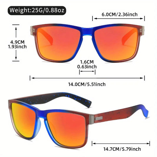 2pcs Classic Square Frame Sunglasses, Gradient Color, Full Rim, Polycarbonate Frame, TAC Lens, Polarizer, Sports Style Good Vibrations