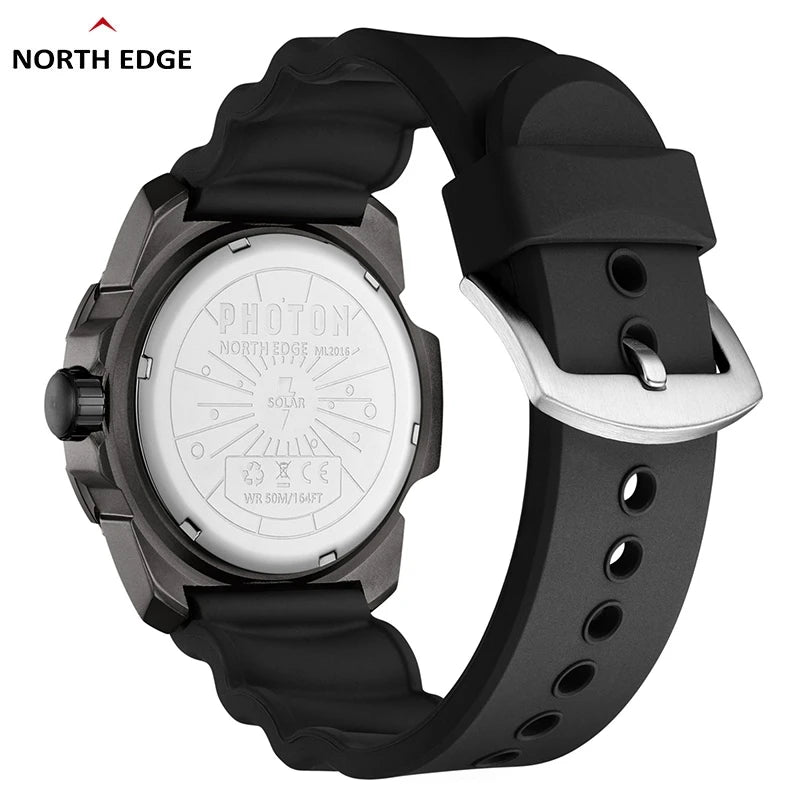 NORTH EDGE PHOTON Men Digital Military Watch Waterproof 50M Men's Sport Wristwatches Solar Power Luminous Enviormentally Clock Good Vibrations