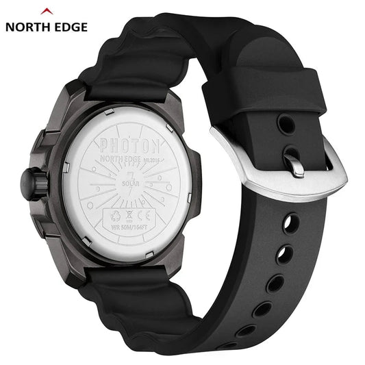 NORTH EDGE PHOTON Men Digital Military Watch Waterproof 50M Men's Sport Wristwatches Solar Power Luminous Enviormentally Clock Good Vibrations