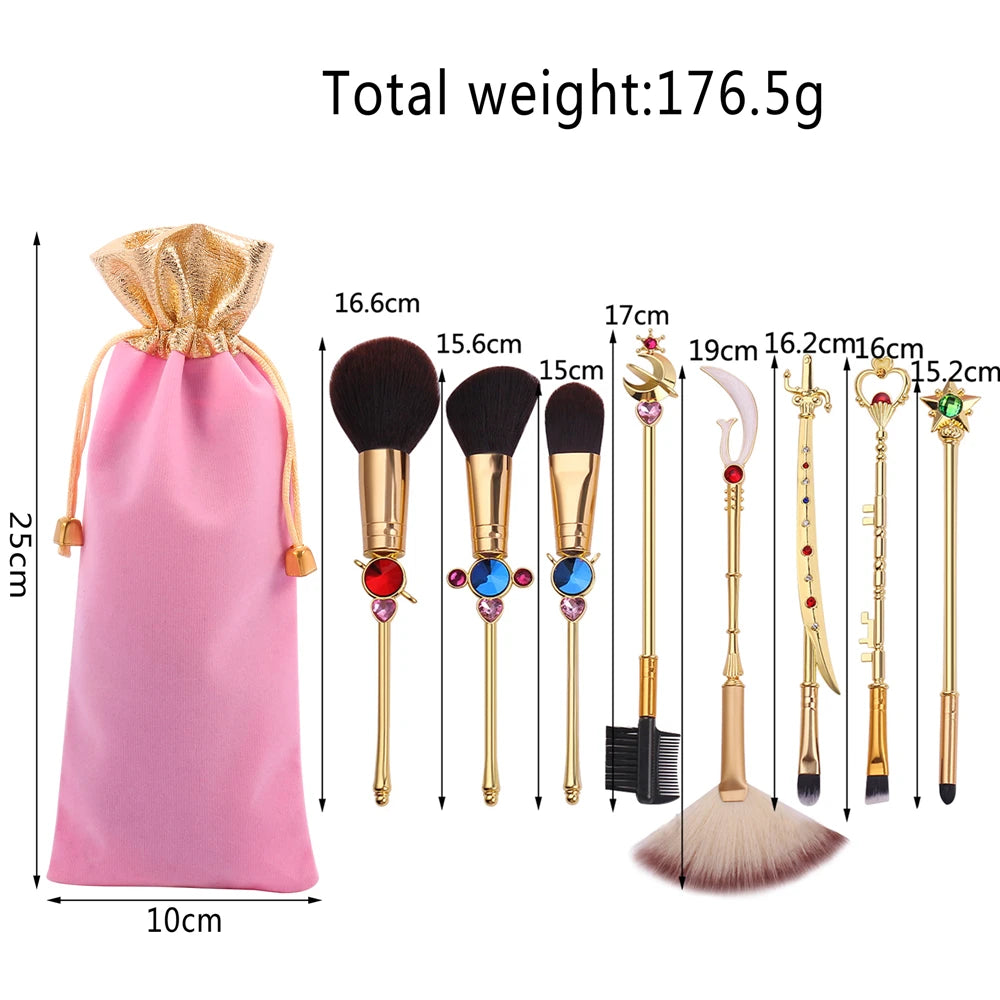 13 PCS Sailor Moon Makeup Wand Weapon Brushes Set Eye Shadow Foundation Cosmetic Brush Eyeshadow Blush Beauty Soft Make Up Tools Good Vibrations