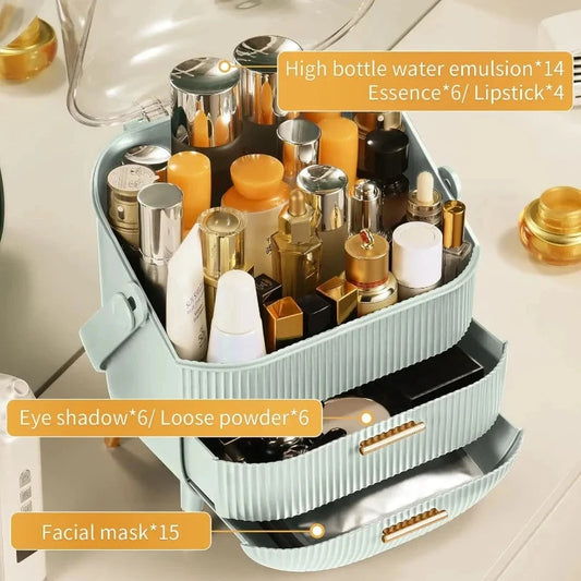 Makeup Organizer with 2 Drawers and Brush Storage Box, Cosmetic Display Case for Vanity and Bathroom Countertop Storag Good Vibrations