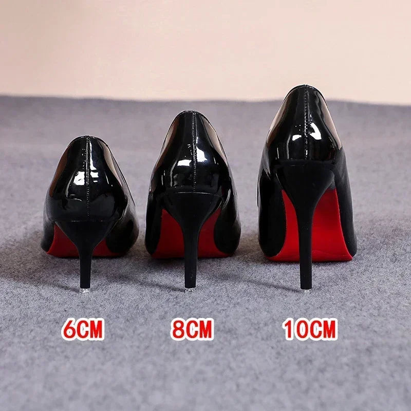 Sexy Red Bottom Women High Heels Classic Ladies Pumps Autumn Soft Leather Dress Heel Shoes for Women Banquet Wedding High Heels Good Vibrations