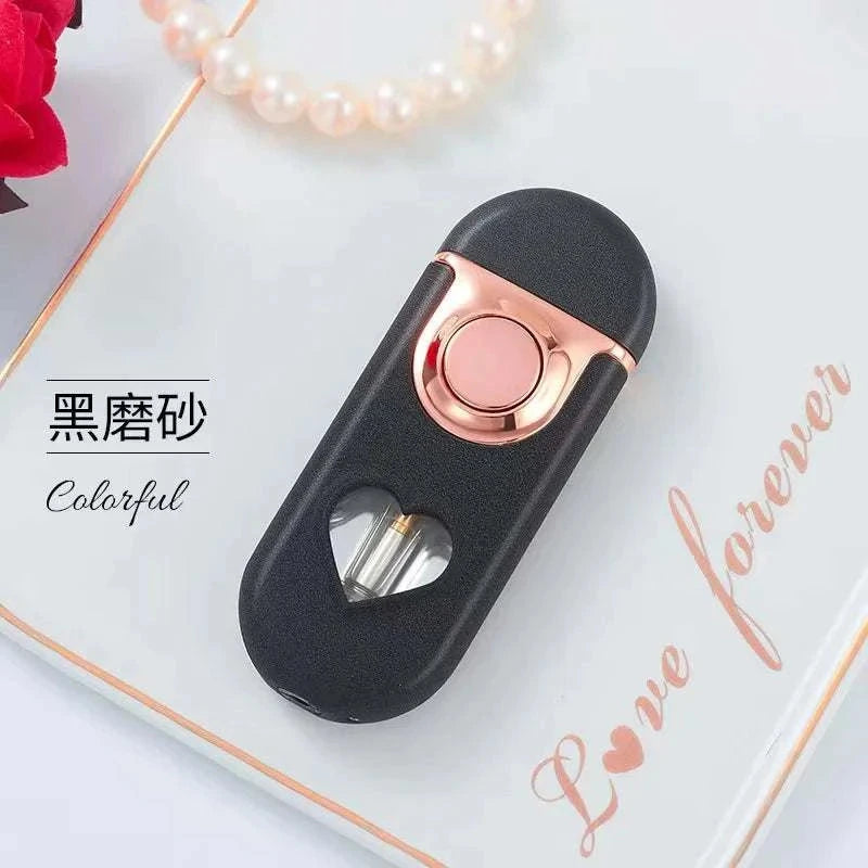 Metal Love Double Flame Butane Gas Lighter Creative LED Blue Light Transparent Gas Window Grinding Wheel Ignition Cigar Lighters Good Vibrations Adult Super Store