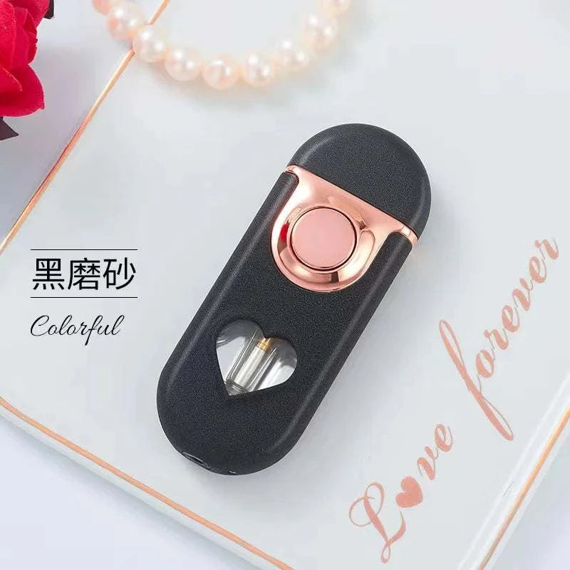 Metal Love Double Flame Butane Gas Lighter Creative LED Blue Light Transparent Gas Window Grinding Wheel Ignition Cigar Lighters Good Vibrations Adult Super Store