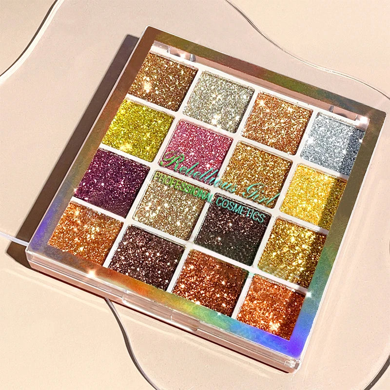 16-color Eyeshadow Palette Shiny Gold Pearly Matte Glitter Eyeshadow Matte Eye Shadow Long-lasting Eye Make Up Good Vibrations