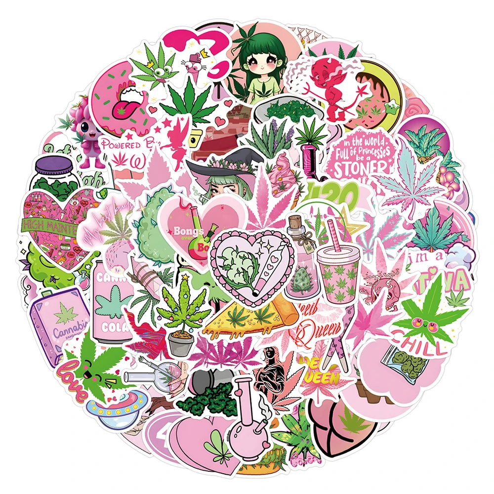 10/30/50/110PCS Leaves Weed Cartoon Stickers SmokingTobacco Graffiti Laptop Phone Car Skateboard Waterproof Cool Sticker Packs Good Vibrations Adult Super Store