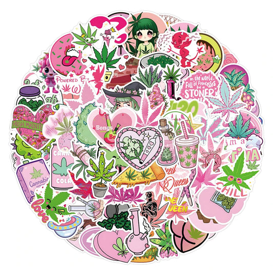 10/30/50/110PCS Leaves Weed Cartoon Stickers SmokingTobacco Graffiti Laptop Phone Car Skateboard Waterproof Cool Sticker Packs Good Vibrations Adult Super Store