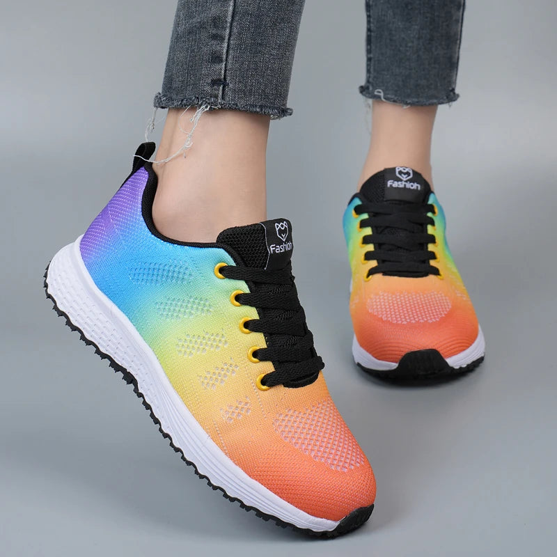 Women Sports Shoes for Women 2023 Casual Tennis Shoes Breathable Walking Mesh Platform Running Shoes Sneakers Female Footwear Good Vibrations