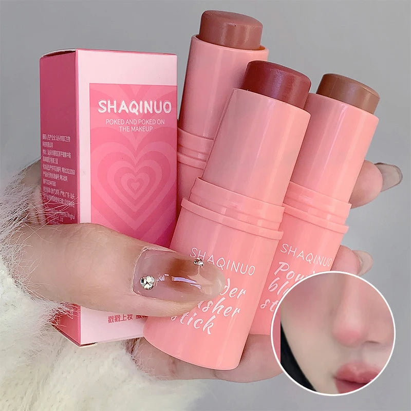 SHAQINUO Energizing Blush Stick - Natural Matte Finish, Creamy Texture, Easy to Blend for a Youthful Glow Good Vibrations