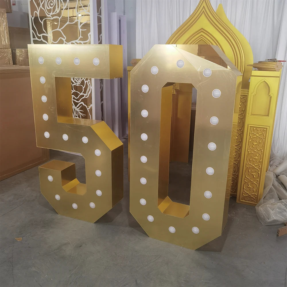 Led Electronic Signs Birthday Party 50 Light Up Number Backdrop For Wedding Decoration Event Props Good Vibrations
