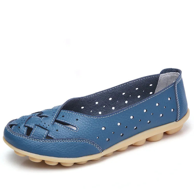 Women Flats Genuine Leather Women's Loafers Nurse Shoes Hollow Shoes Women Slip On Women Shoes Footwear Ballet Flats Women Good Vibrations