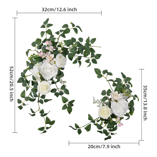 2pcs Artificial Wedding Arch Flowers for Sign, Floral Swag Dusty Decor for Reception Ceremony Backdrop Sweetheart Table Good Vibrations