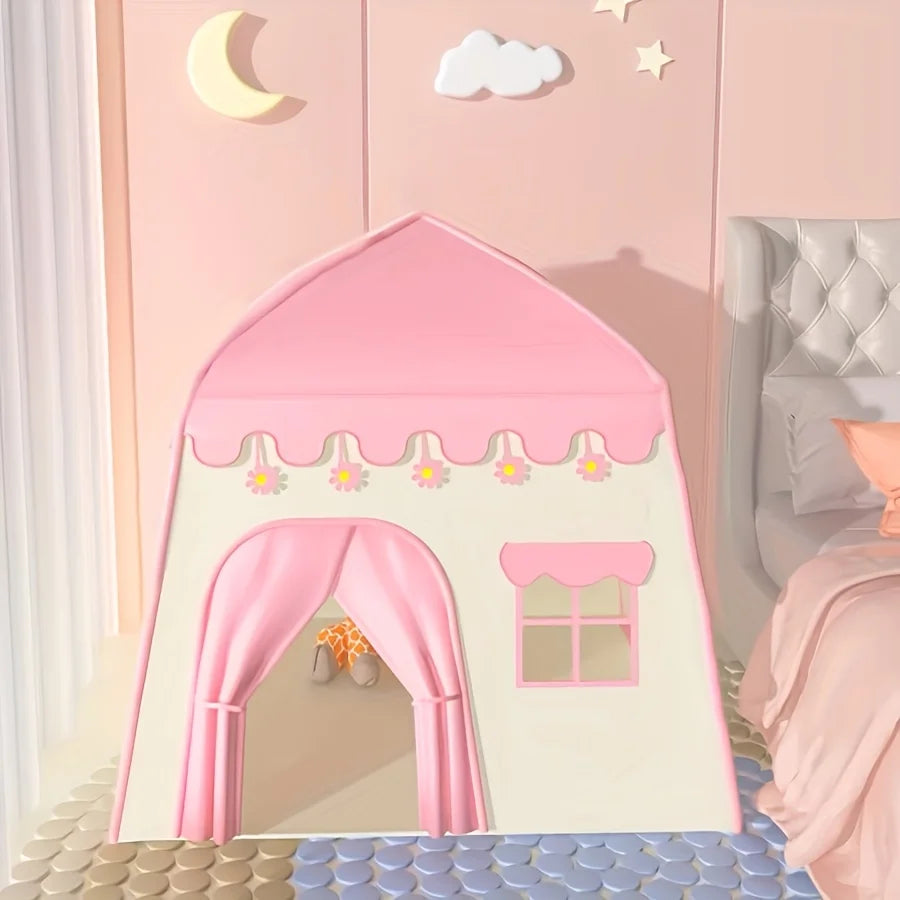 Large Pink Flower Princess Play Tent for Kids Perfect for Role-Playing and Dress-Up, Play Tent Playhouse Decor Durable Play Tent Good Vibrations