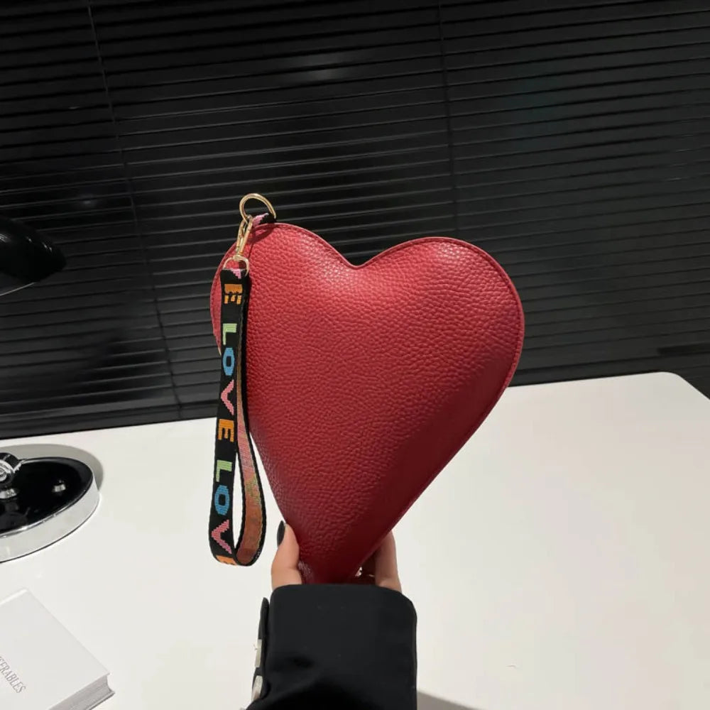 PU Coin Purse Trendy Female Bag Women Wallets New Heart-shaped Bag Zipper Purse Wrist Clutch Storage Portable Bag Fashion Good Vibrations