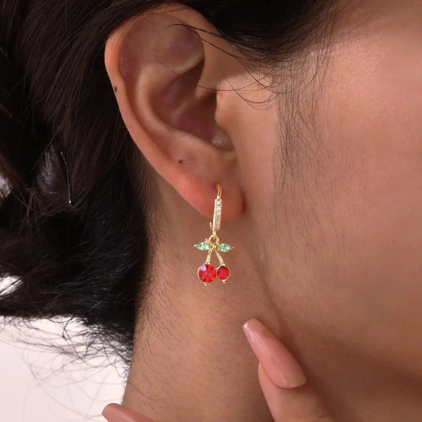 Vnox Elegant Cute Red Cherry Drop Earrings For Women Charm Ear Jewelry Wedding Party Dainty Fruit 1 Pair Earring Gifts To Girls Good Vibrations Adult Super Store