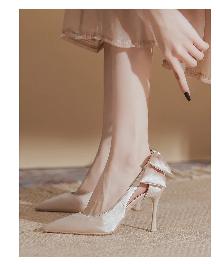 Wedding Heels Women Luxury Brand Design String Bead Pearls High Heels Ladies Sexy Elegant Pointed Toe White Black Pumps2025 Good Vibrations