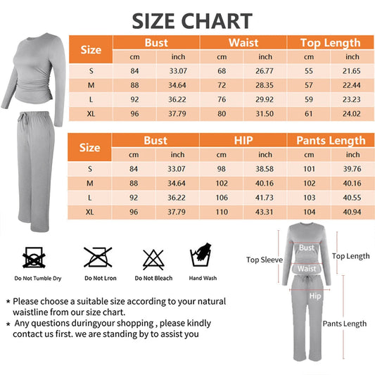Women drawstring Set Soft Home Clothes Wide-leg Pant Long Sleeve Round Neck Top Comfortable Yoga Outfit Pullover Sleepwear 2025 Good Vibrations