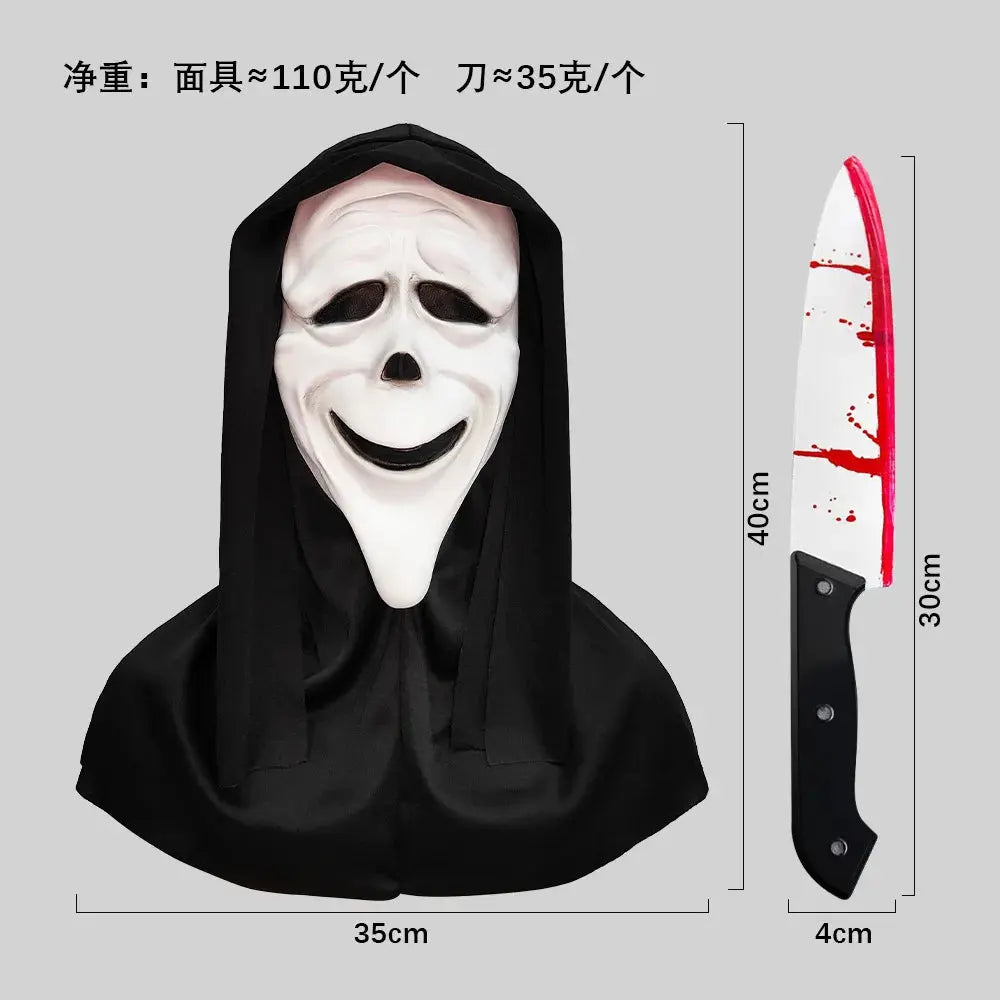 Screaming, Terrifying, Bloody Headset, Makeup Ball, Skull, Ghost Face Mask, Halloween Party, Mock Prop Good Vibrations