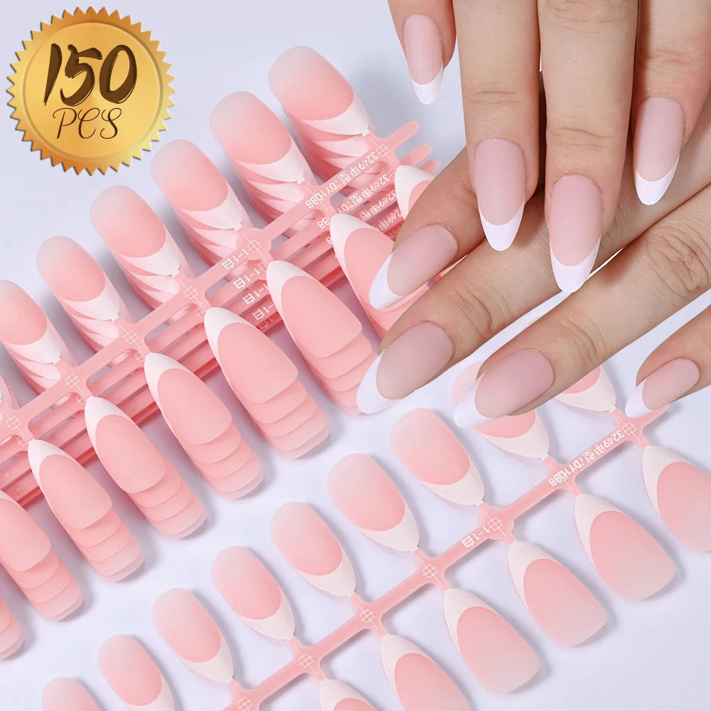 100Pcs Light Pink Press on Nails Short Medium Square Wearable Fake Nails Tips 10 sizes Full Cover False Nails Finger Decoration Good Vibrations