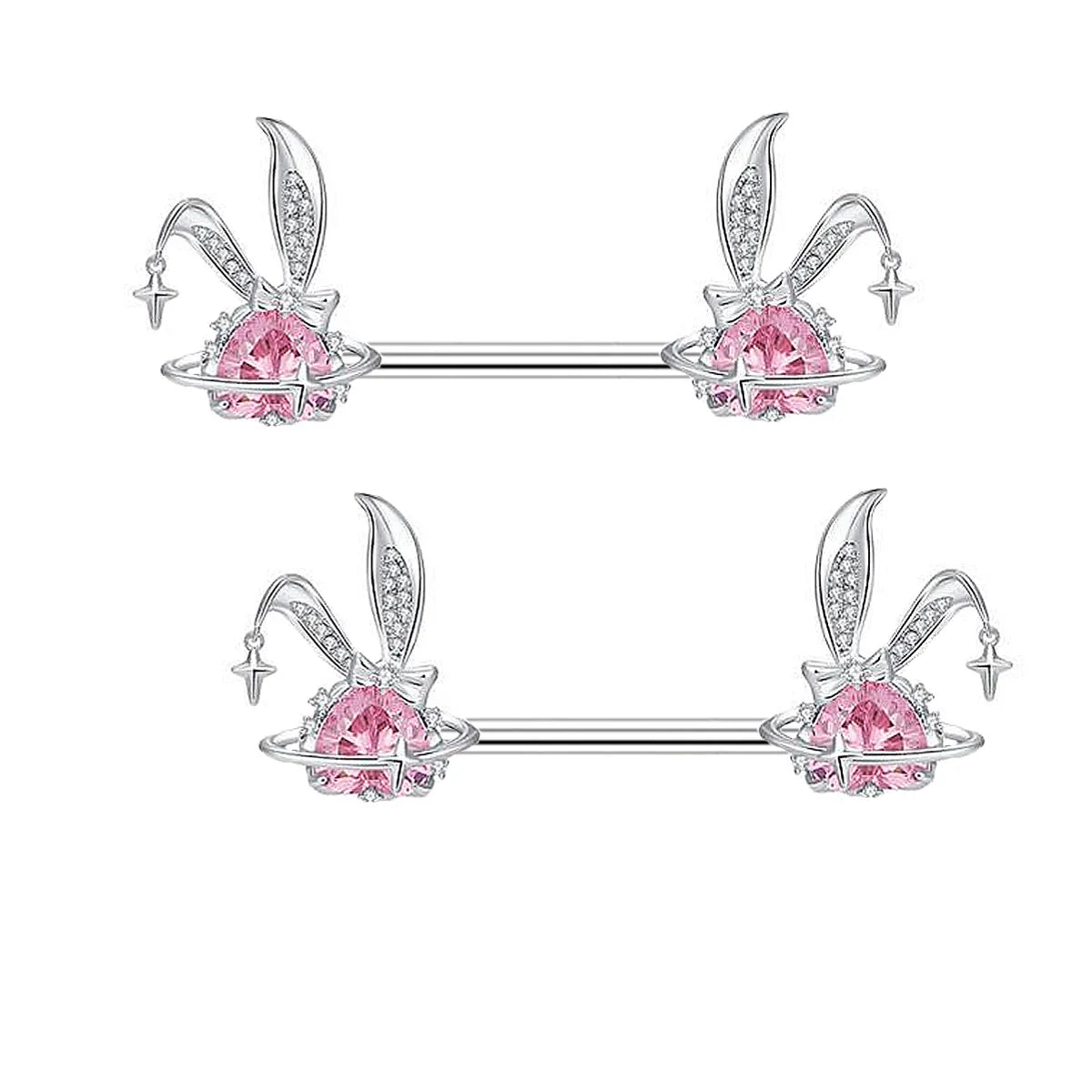 Stainless Steel Pink Bunny Nipple Piercing Jewelry Set 14G Green Bat Nipple Rings Bulk Cat Nipple Barbell Pack Piercing Pezon